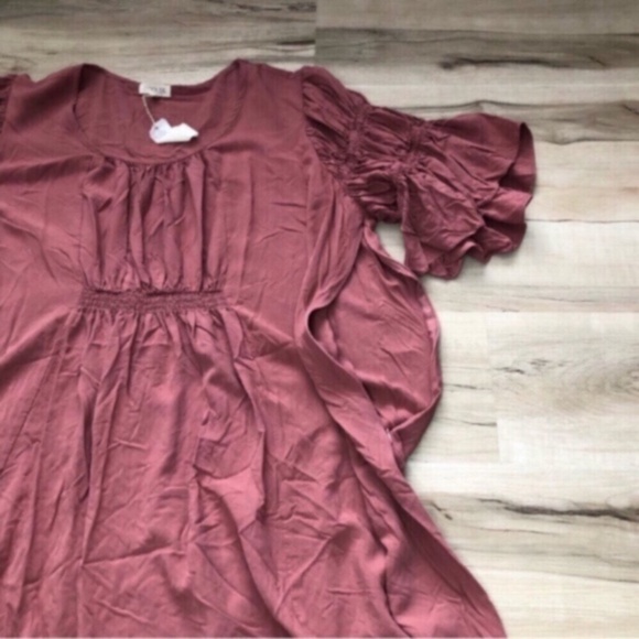 Maternity Roolee MOM Pink Flutter Sleeve Tunic Dress - Picture 3 of 8